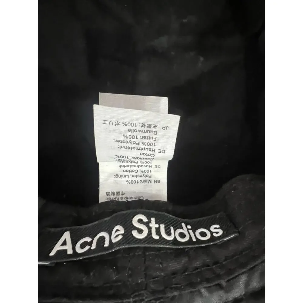 Acne Studios Face Logo Bucket Hat Black 59cm Nylon Streetwear Designer Cap